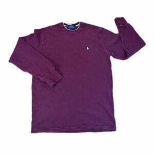 Polo Ralph Lauren Mens Maroon Pullover Size M Waffle Knit Long Sleeve Sweater